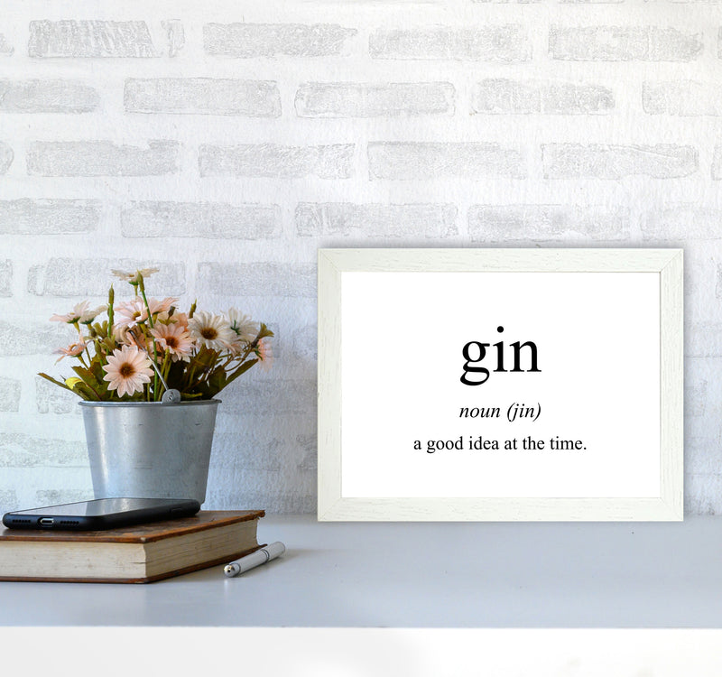The Meaning Of Gin Modern Print, Framed Kitchen Wall Art A4 Oak Frame