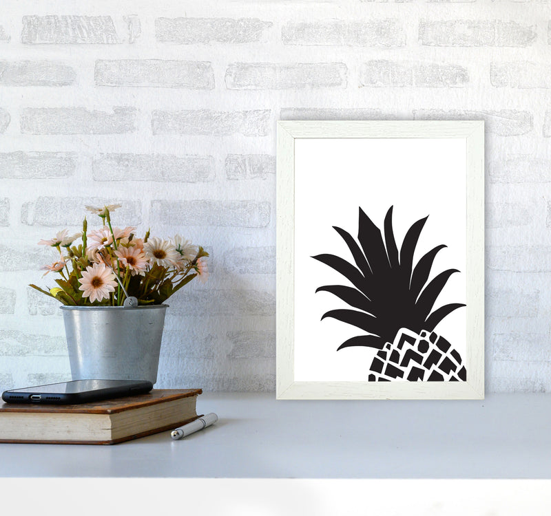 Black Pineapple 1 Modern Print, Framed Kitchen Wall Art A4 Oak Frame