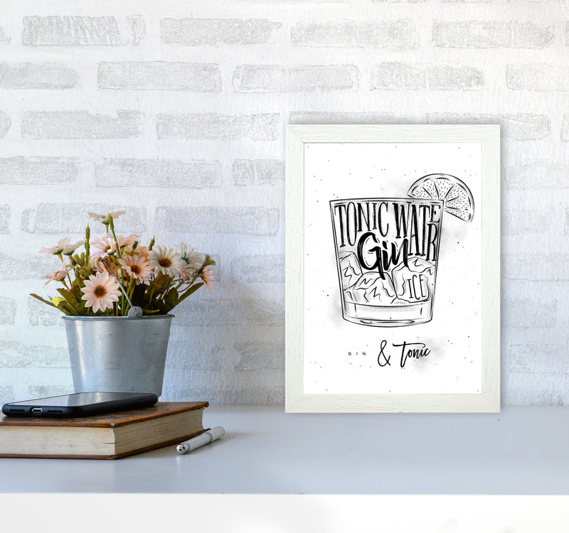 Gin And Tonic Modern Print, Framed Kitchen Wall Art A4 Oak Frame