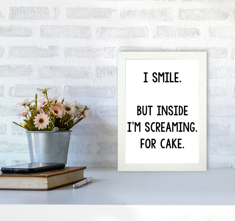 Screaming For Cake Modern Print, Framed Kitchen Wall Art A4 Oak Frame