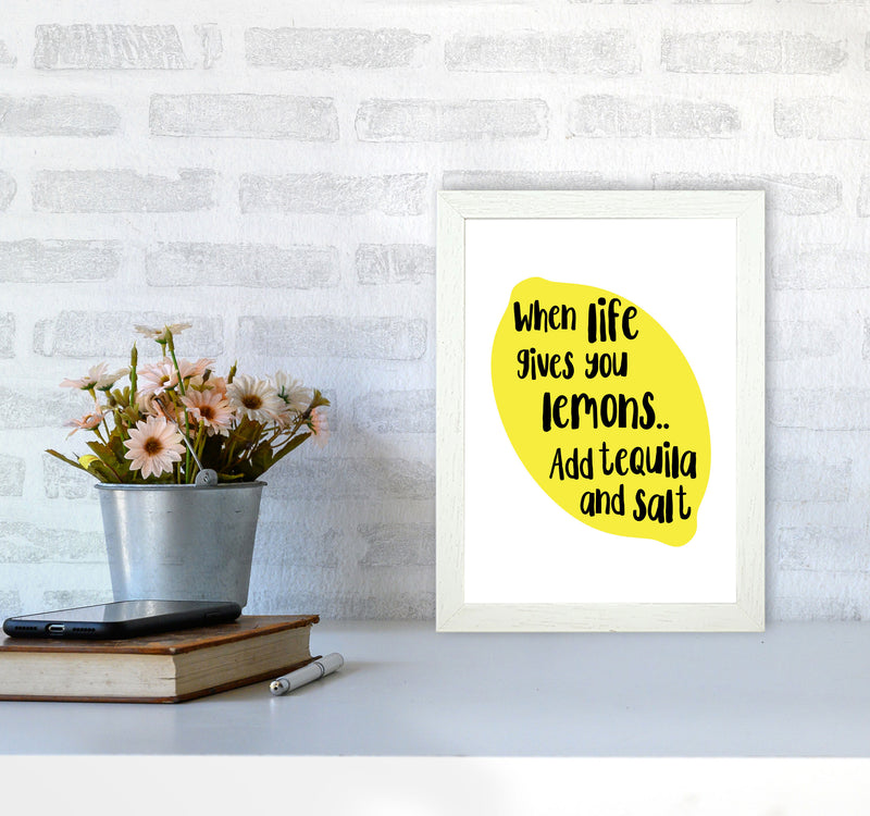 When Life Gives You Lemons, Tequila Modern Print, Framed Kitchen Wall Art A4 Oak Frame
