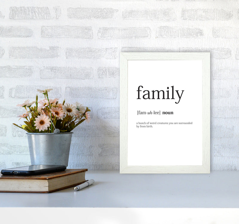 Family Framed Typography Wall Art Print A4 Oak Frame