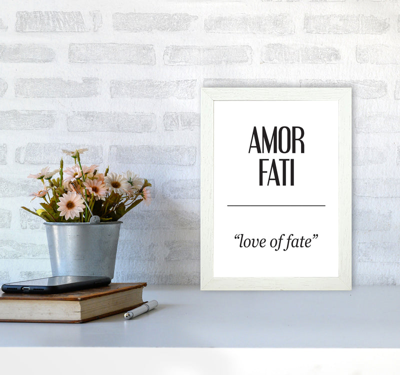 Amor Fati Framed Typography Wall Art Print A4 Oak Frame