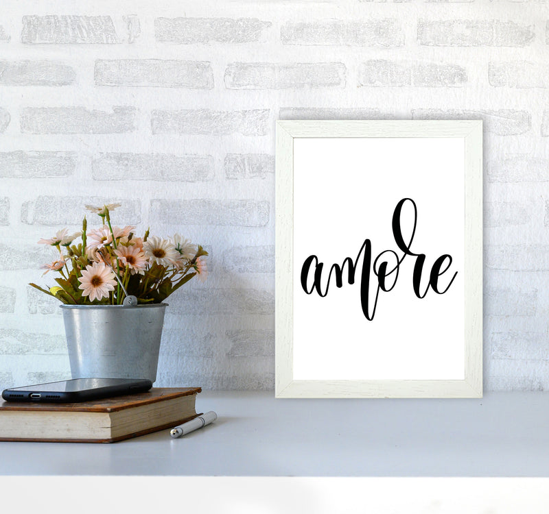 Amore Framed Typography Wall Art Print A4 Oak Frame