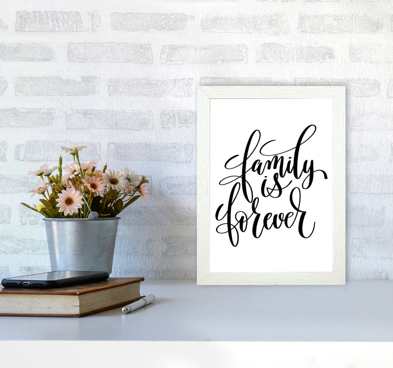Family Is Forever Framed Typography Wall Art Print A4 Oak Frame