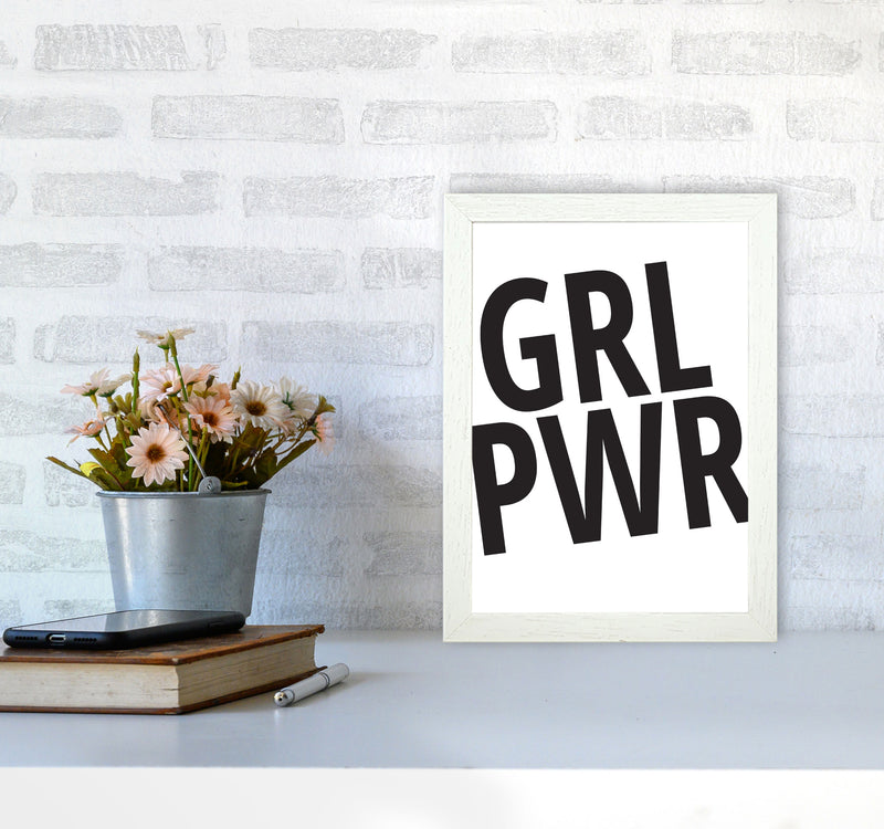 Girl Power Framed Typography Wall Art Print A4 Oak Frame