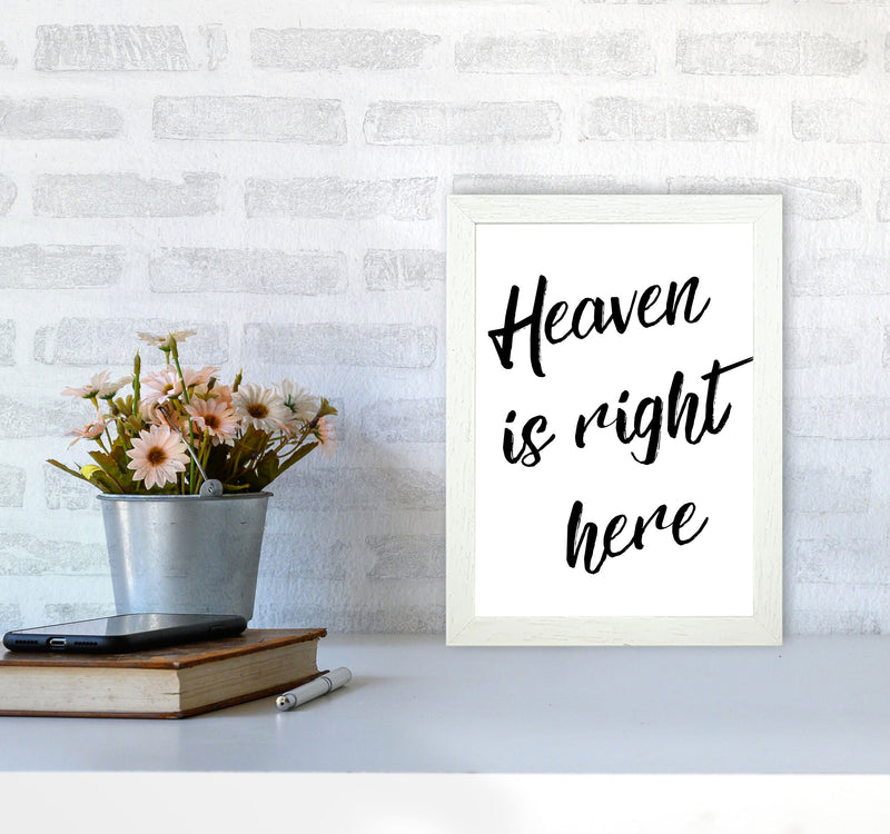 Heaven Is Right Here Framed Typography Wall Art Print A4 Oak Frame