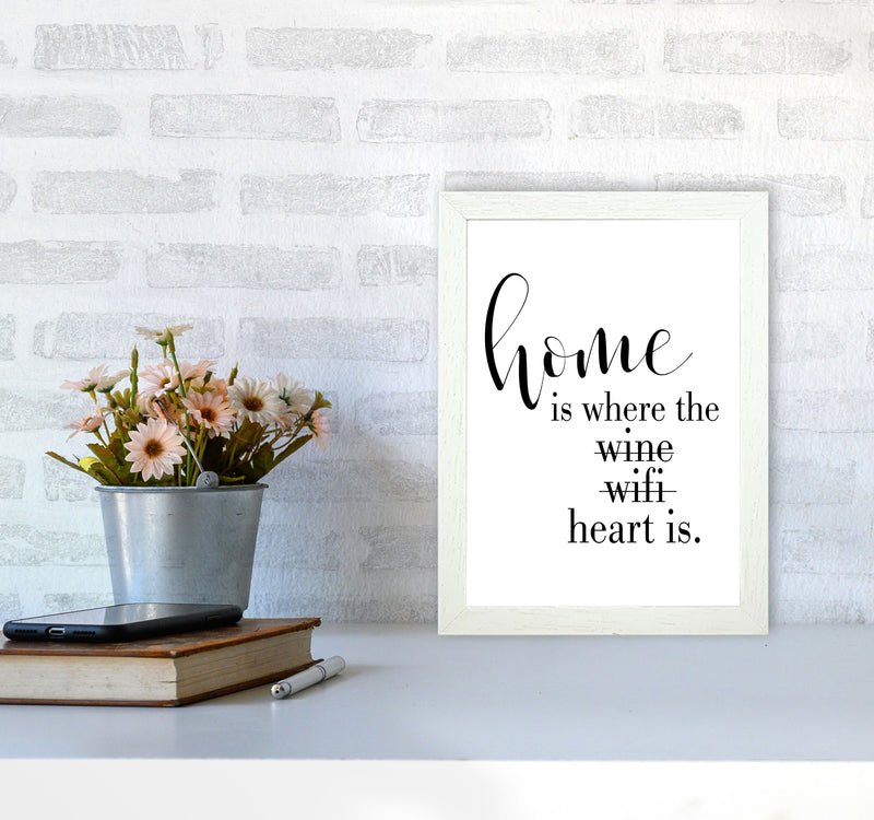 Home Is Where The Heart Is Framed Typography Wall Art Print A4 Oak Frame