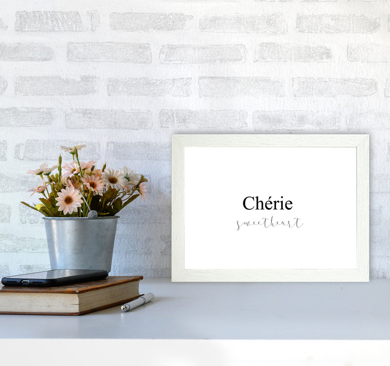 Chérie Framed Typography Wall Art Print A4 Oak Frame