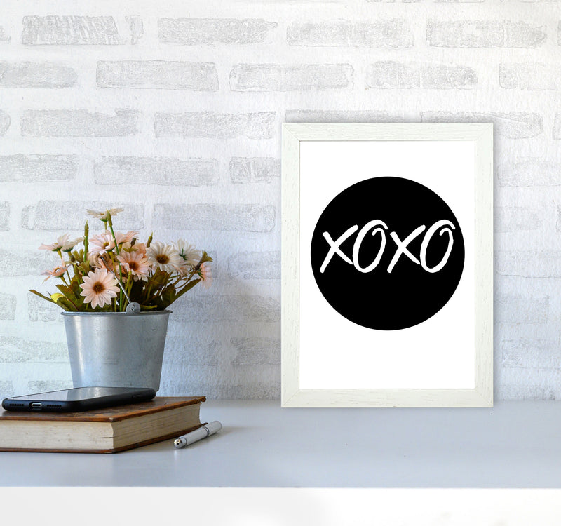 XOXO Black Circle Modern Print A4 Oak Frame