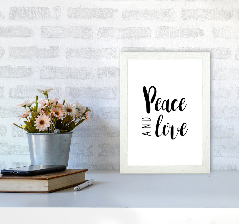 Peace And Love Framed Typography Wall Art Print A4 Oak Frame