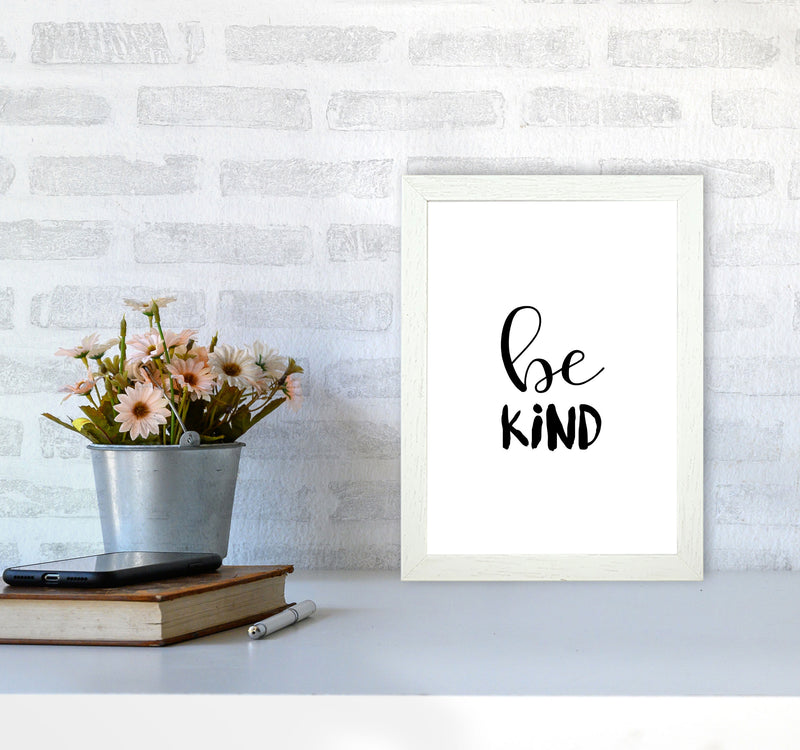 Be Kind Framed Typography Wall Art Print A4 Oak Frame