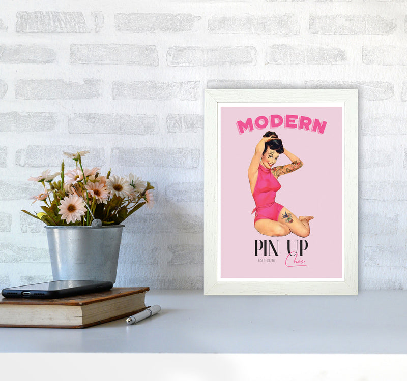 Modern Pin Up Girl Modern Print A4 Oak Frame