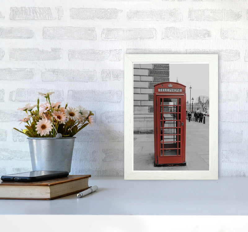 London Red Phonebox Modern Print A4 Oak Frame