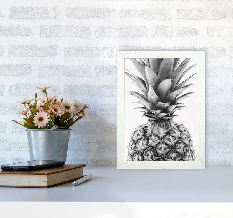 Black And White Pineapple Modern Print, Framed Kitchen Wall Art A4 Oak Frame