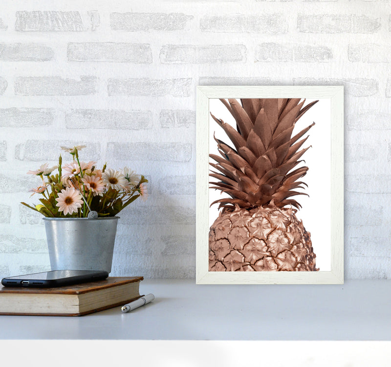 Rose Gold Pineapple Modern Print, Framed Kitchen Wall Art A4 Oak Frame