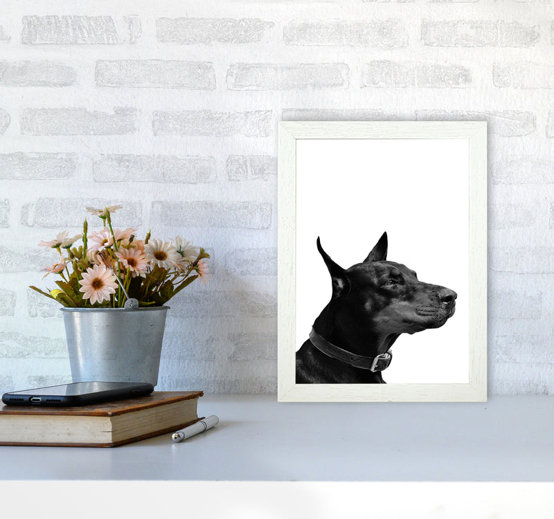 Black And White Dog Modern Print Animal Art Print A4 Oak Frame