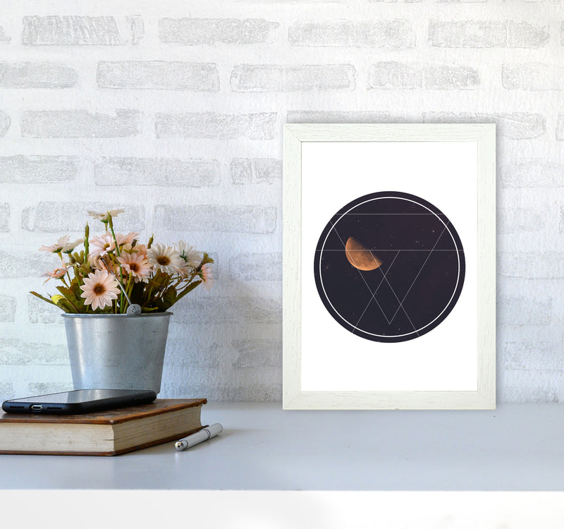 Black Moon Circle Modern Print A4 Oak Frame