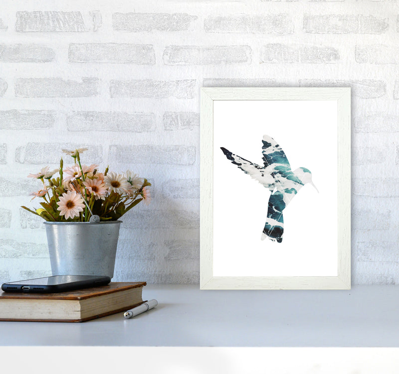 Blue Sea Bird Modern Print Animal Art Print A4 Oak Frame