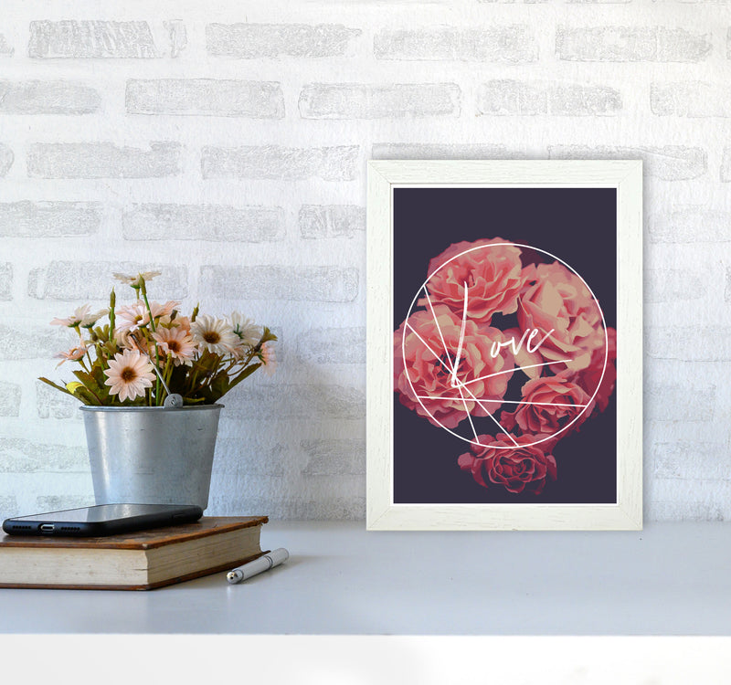 Floral Love Modern Print, Framed Botanical & Nature Art Print A4 Oak Frame