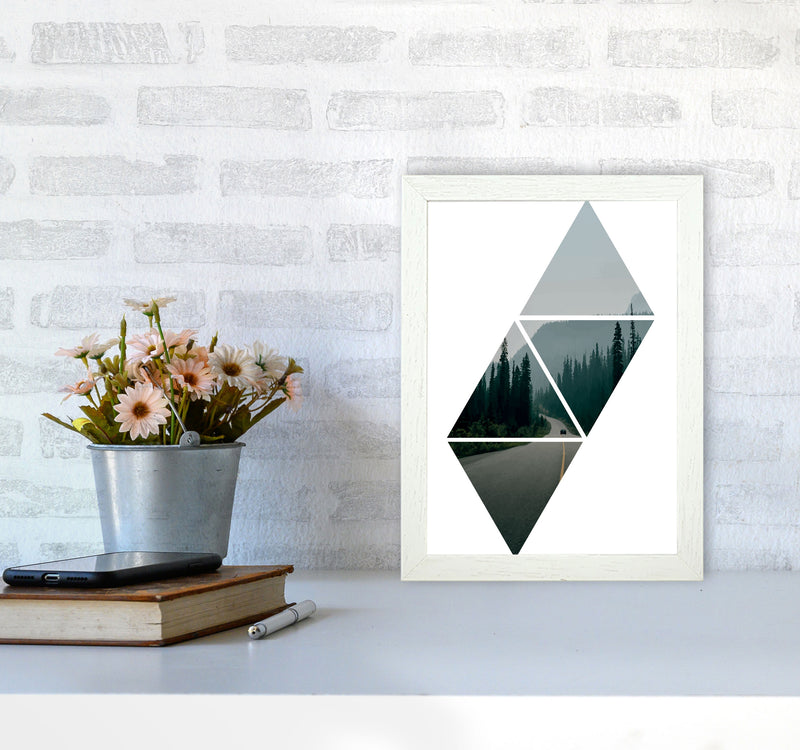 Abstract Triangles And Forest Modern Print A4 Oak Frame