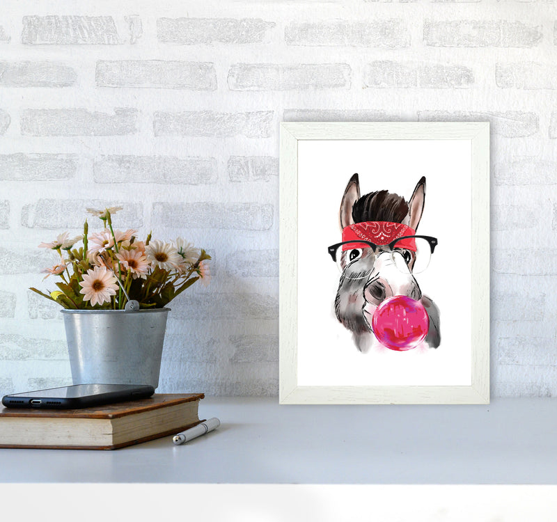 Gangster Donkey Modern Print Animal Art Print A4 Oak Frame