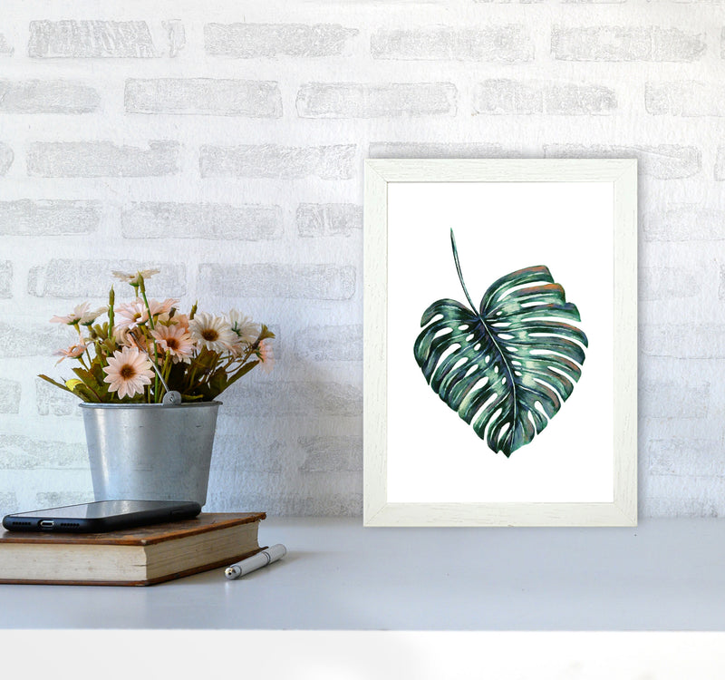 Monstera Leaf Full Modern Print, Framed Botanical & Nature Art Print A4 Oak Frame