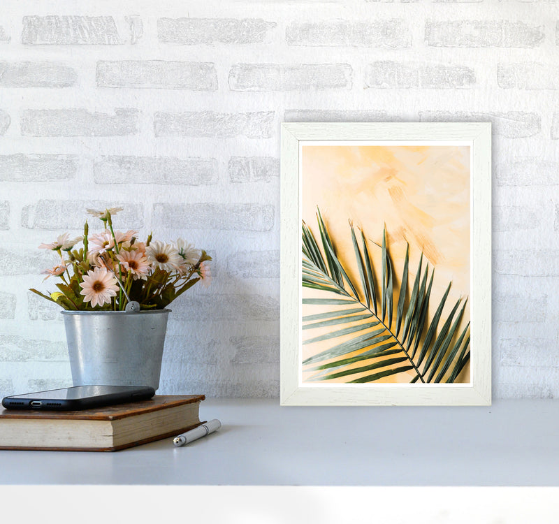 Palm Leaf Yellow Modern Print, Framed Botanical & Nature Art Print A4 Oak Frame