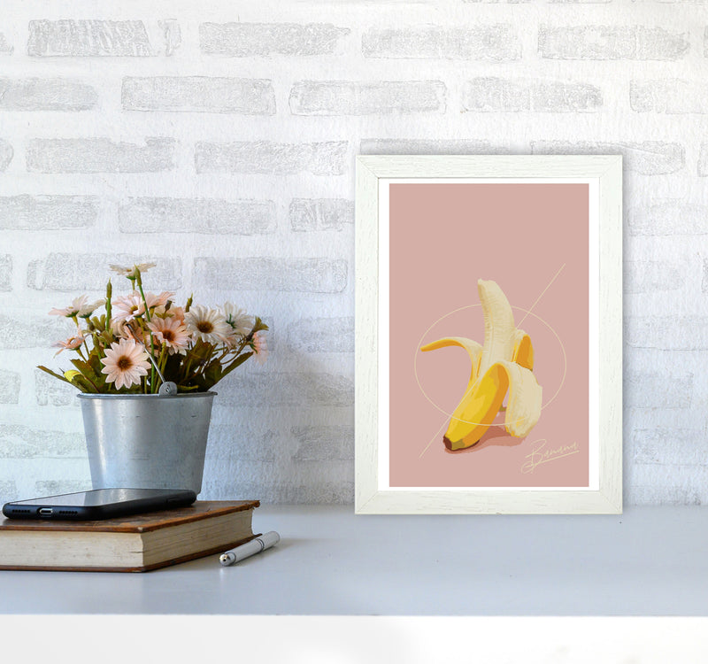 Banana Modern Print, Framed Kitchen Wall Art A4 Oak Frame