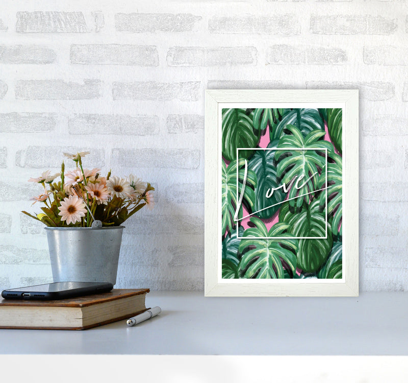 Love Green Leaves Modern Print, Framed Botanical & Nature Art Print A4 Oak Frame