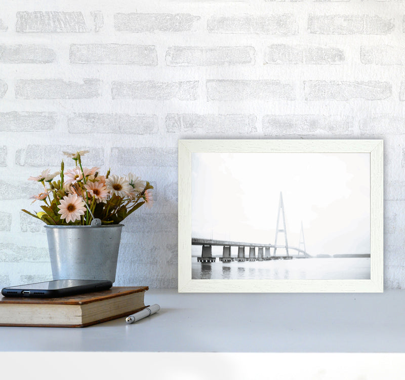 Minimal Grey Bridge Modern Print A4 Oak Frame