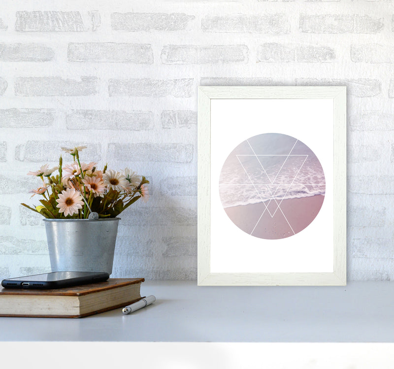 Pink And Blue Abstract Tide Modern Print A4 Oak Frame