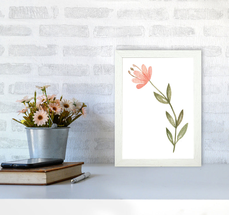 Pink Watercolour Flower 2 Modern Print A4 Oak Frame