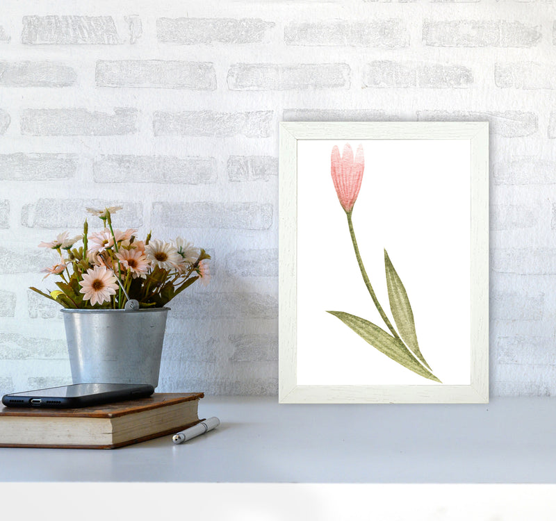Pink Watercolour Flower 3 Modern Print A4 Oak Frame
