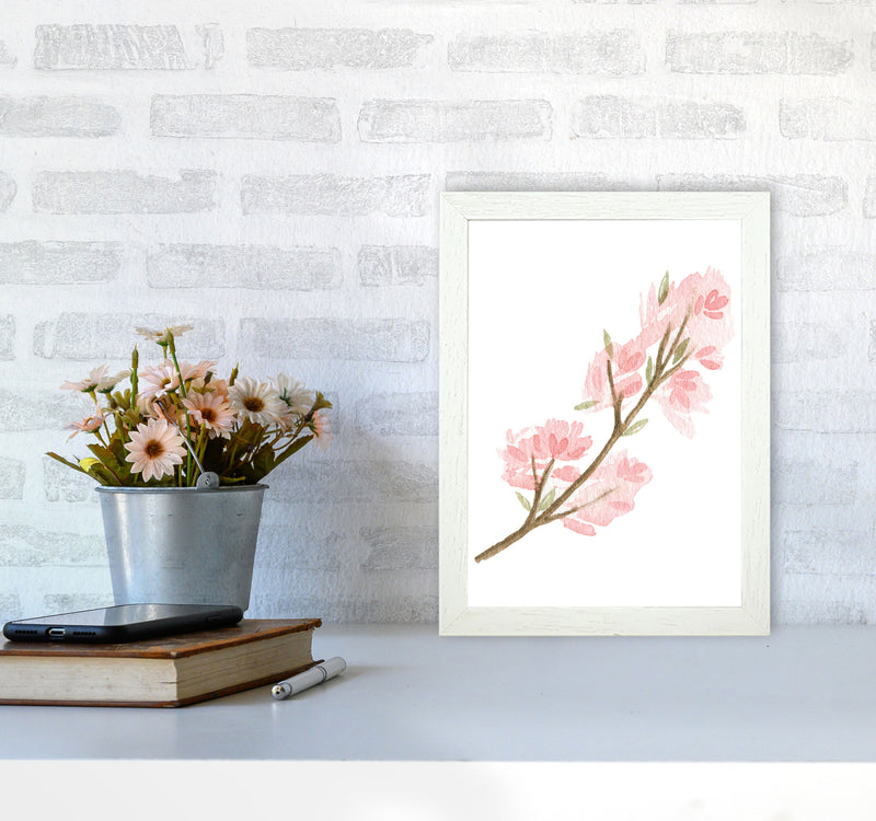 Pink Watercolour Flower 4 Modern Print A4 Oak Frame