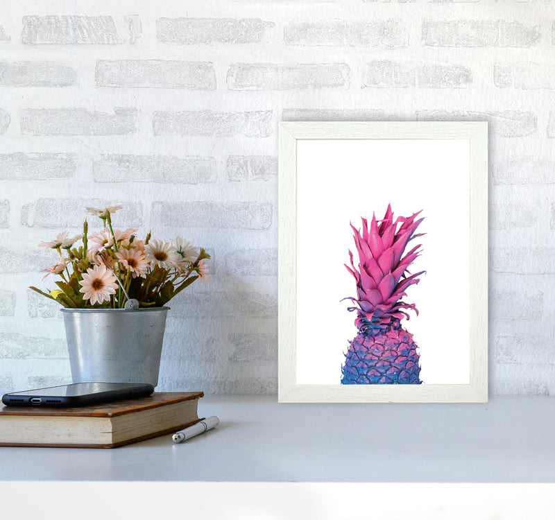 Purple And Blue Pineapple Modern Print A4 Oak Frame