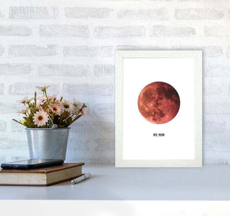Red Moon Modern Print A4 Oak Frame