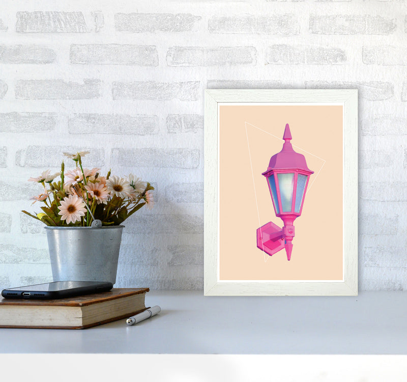 Pink Geo Lamp Modern Print A4 Oak Frame