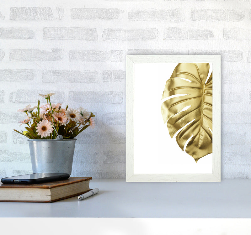 Gold Monstera Modern Print, Framed Botanical & Nature Art Print A4 Oak Frame