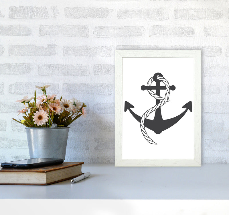 Anchor And Rope Modern Print A4 Oak Frame