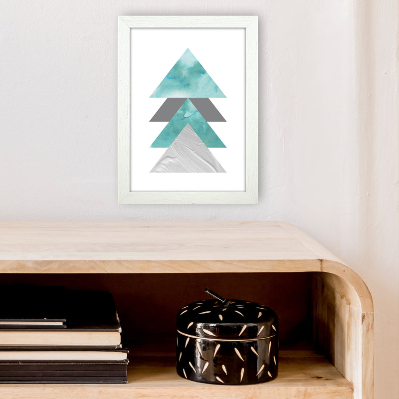 Marble Teal And Silver 2 Art Print by Pixy Paper A4 Oak Frame