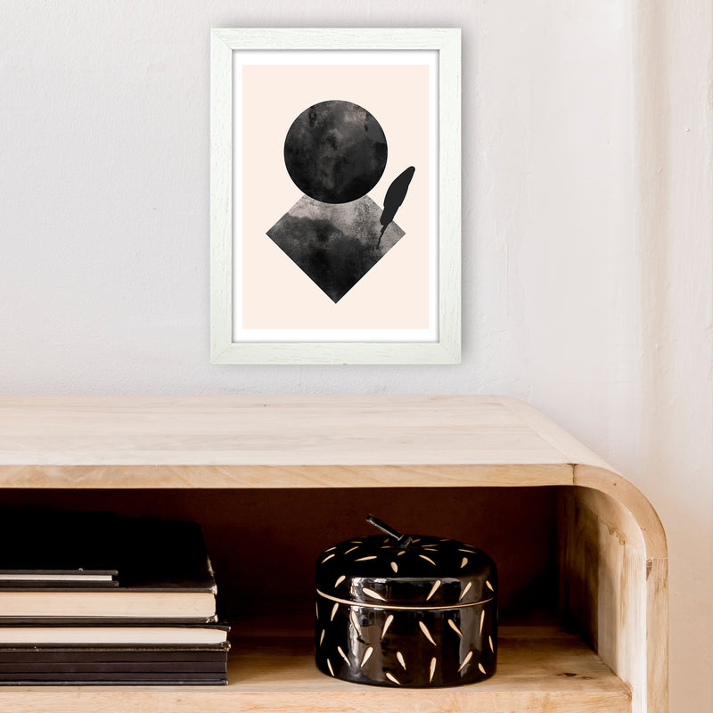 Nude And Black Watercolour 2 Art Print by Pixy Paper A4 Oak Frame