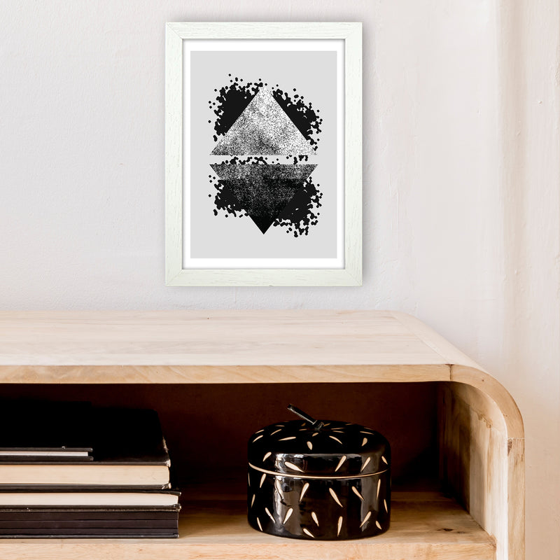 Graffiti Black And Grey Reflective Triangles  Art Print by Pixy Paper A4 Oak Frame