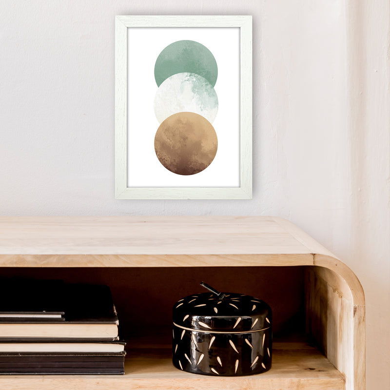 Green And Beige Watercolour Circles Abstract  Art Print by Pixy Paper A4 Oak Frame