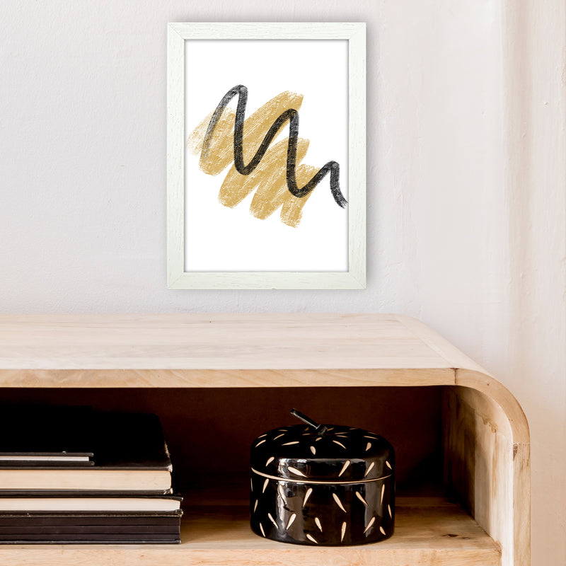Dalia Chalk Gold And Black Scribbles  Art Print by Pixy Paper A4 Oak Frame