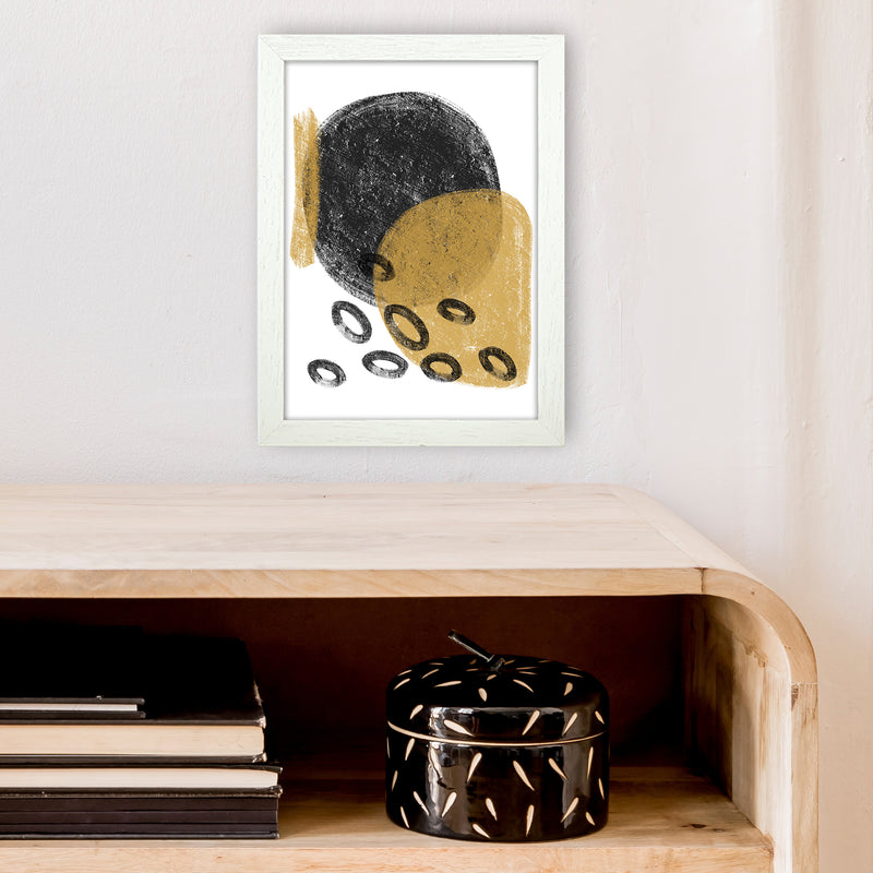 Dalia Chalk Black And Gold Bubbles  Art Print by Pixy Paper A4 Oak Frame