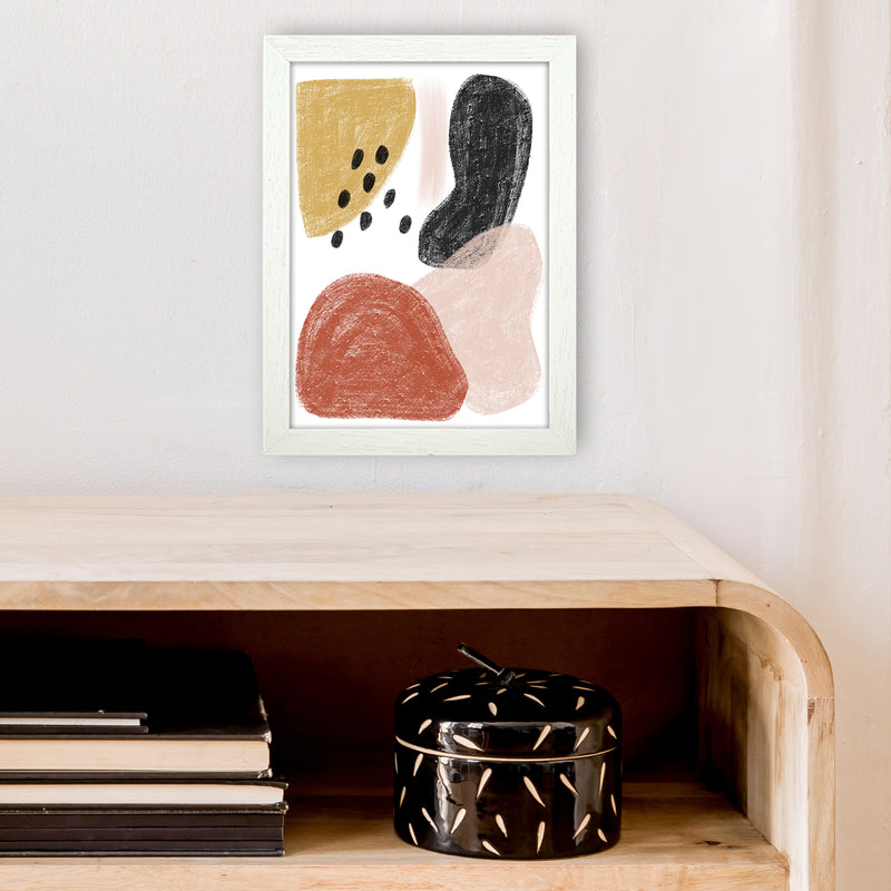 Dalia Chalk Black Polka Shapes  Art Print by Pixy Paper A4 Oak Frame