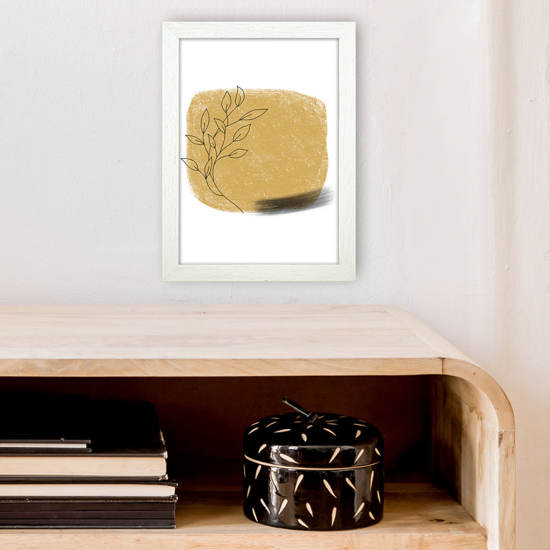 Dalia Chalk Gold Floral Square  Art Print by Pixy Paper A4 Oak Frame