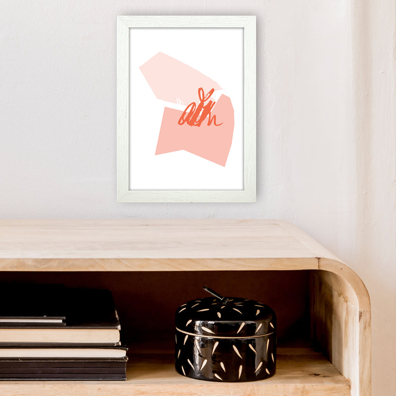 Pink And Coral Palette Shapes  Art Print by Pixy Paper A4 Oak Frame