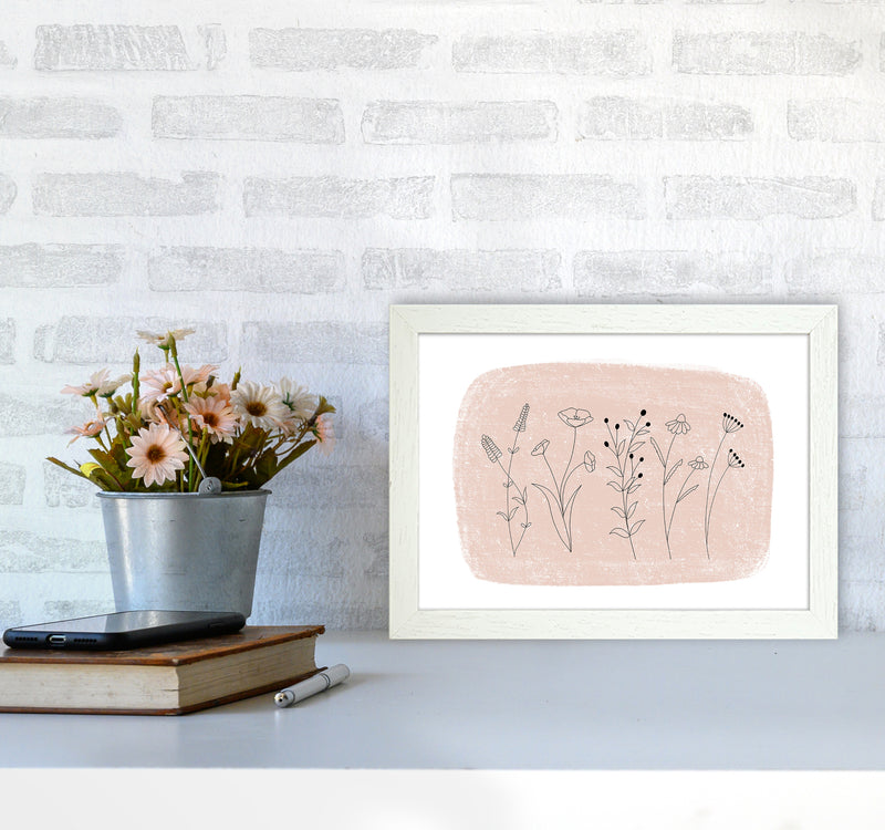 Dalia Chalk Landscape Floral  Art Print by Pixy Paper A4 Oak Frame